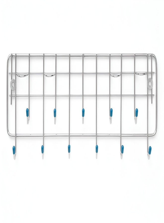 EvoFlex Kitchen Wall Mounted Utensil Rack, 11 Hooks with 4 Holders, Stainless Steel, Silver, 30 cm Special for >Restaurant, Modular Kitchen ,Hotel, Cafe, Lounge bar, Wall Decors, Study room, Bathroom, Bedroom - Image 1